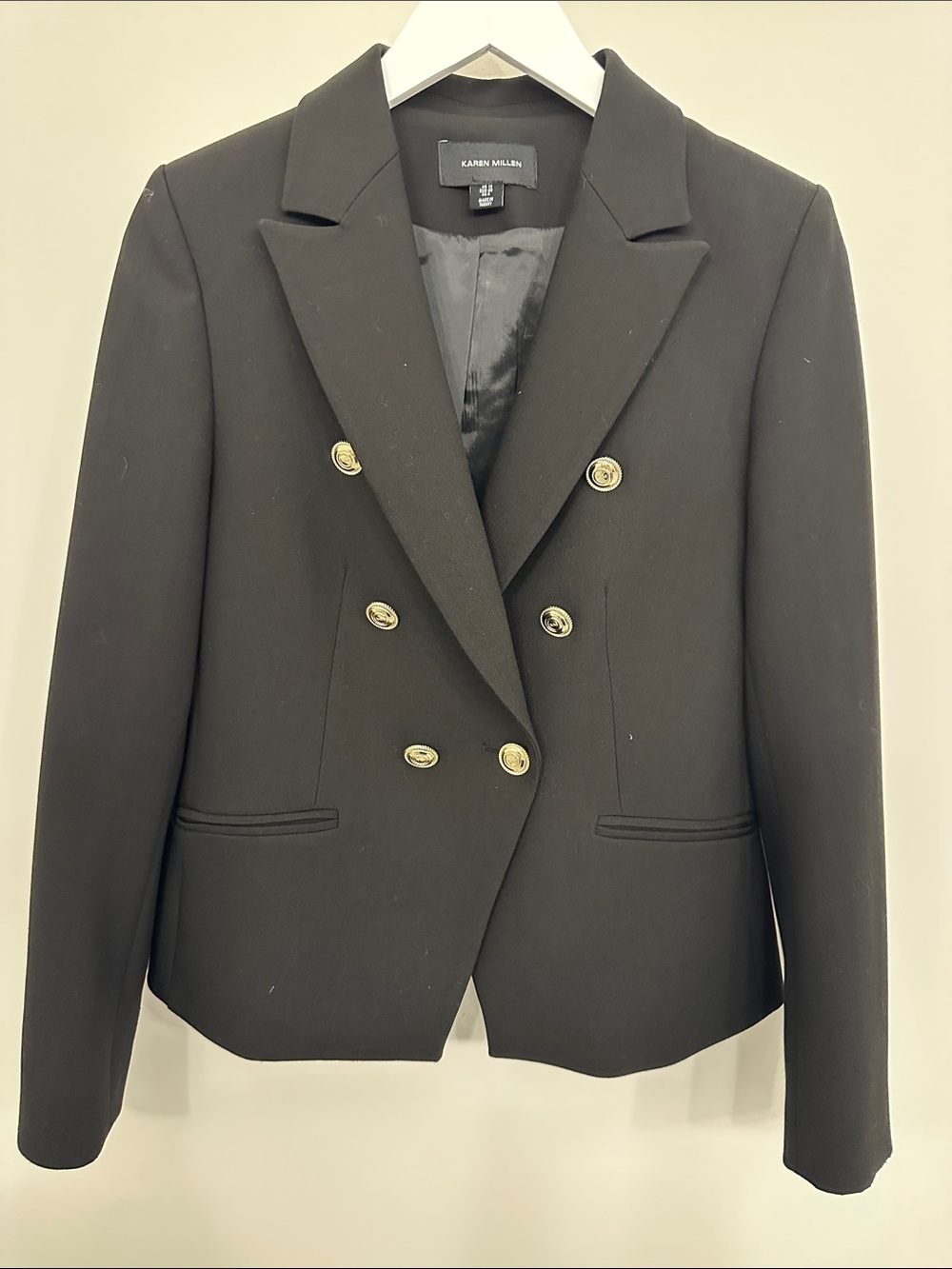 Karen Millen Black Double-Breasted Blazer With Gold Buttons